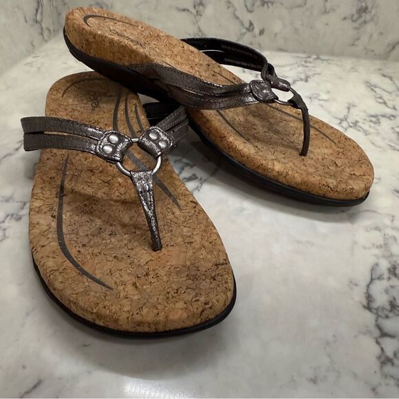 Aetrex Taylor Women's Metallic gunmetal Sandals size 40 9-9.5 - Picture 4 of 8